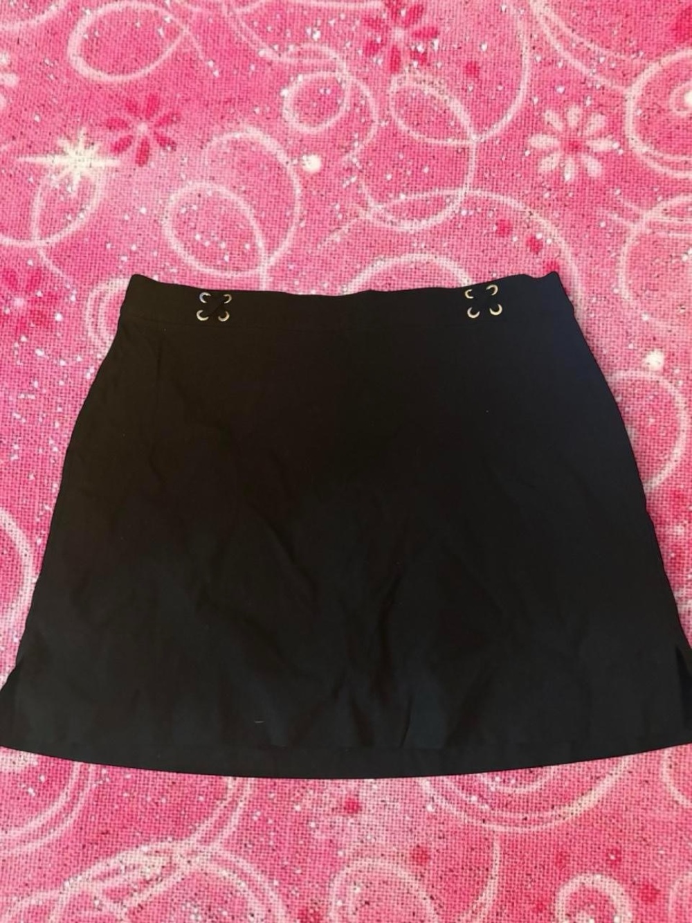 Rafaella Black Mini Skirt with Grommet Detail